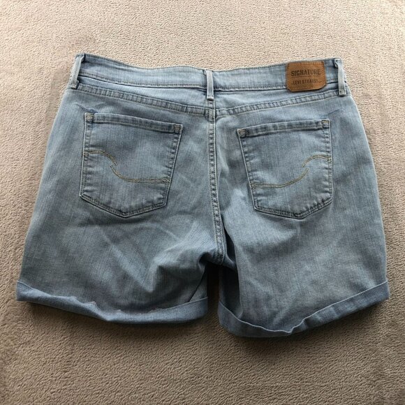Levis Signature Womens Jean Shorts Suze 12 Mid-Rise Blue Denim Casual Cuffed - Picture 14 of 14
